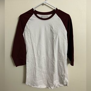 Alphalete - Fitted Performance 3/4 Sleeve White and Black Cherry - Women's Large